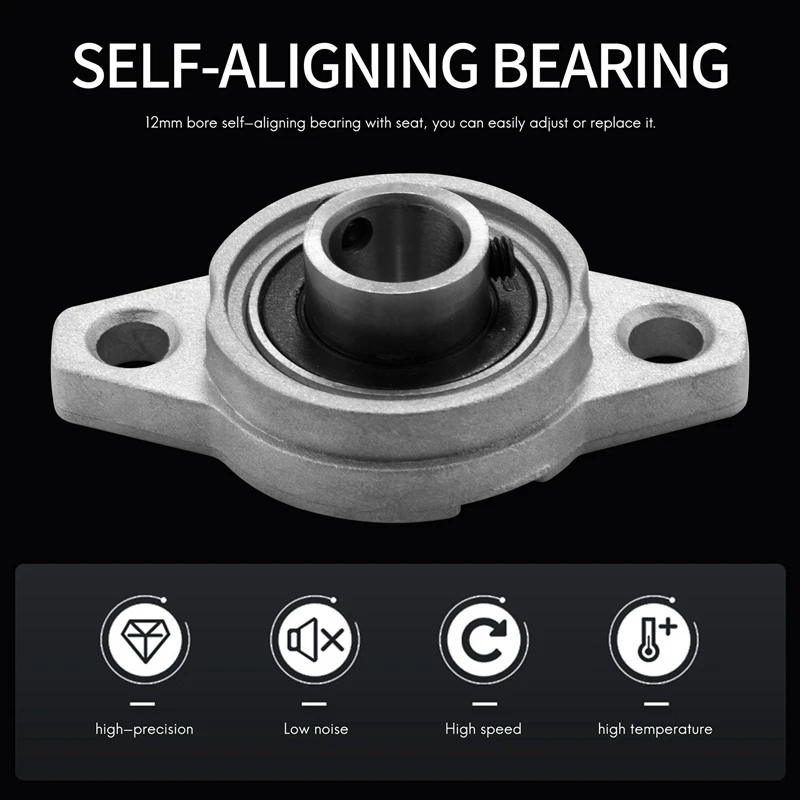 NEW-4Pcs KFL001 12Mm Zinc Alloy Self Aligning Pillow Block Flange Bearing Rhombic Bearing Housing