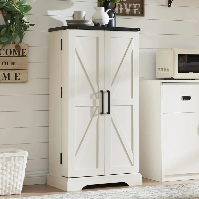 

Storage Cabinet with Barn Doors, Rustic Wood Pantry for Kitchen, Dining Room