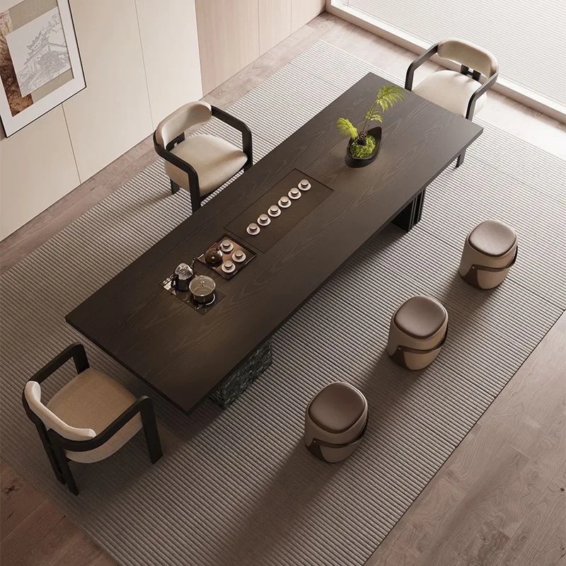 All solid wood light luxury island tea table tea set tea table a complete set, home living room office