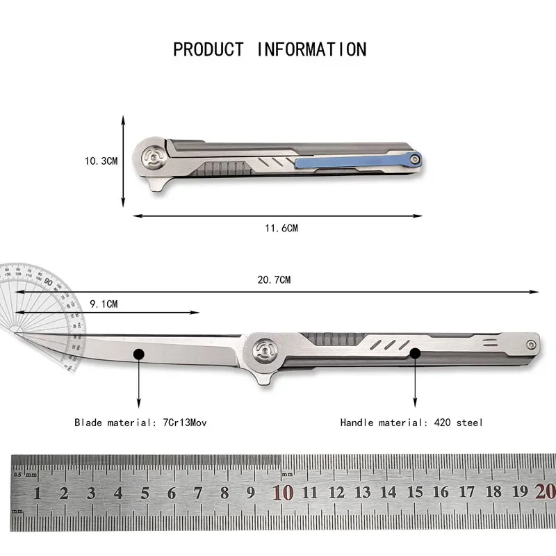 سكين جيب ميكانيكي خارجي 7Cr13Mov شفرة فولاذية خارجية تكتيكية عسكرية للتخييم والتنزه والبقاء على قيد الحياة EDC سكين للفرد #6