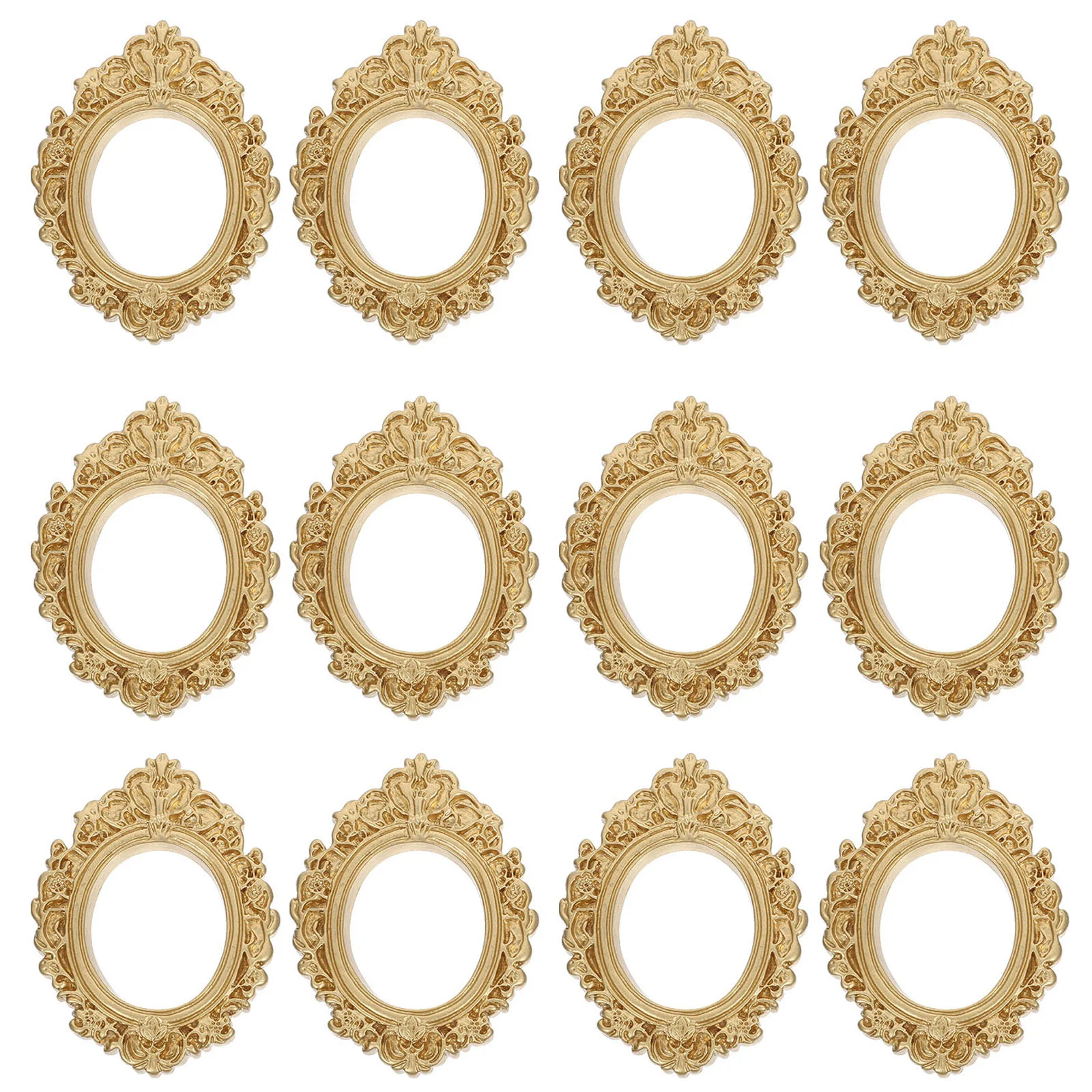 12 Uds. Marco de fotos DIY, Material para hacer joyas, Mini marcos de resina, imagen de casa, chica dorada