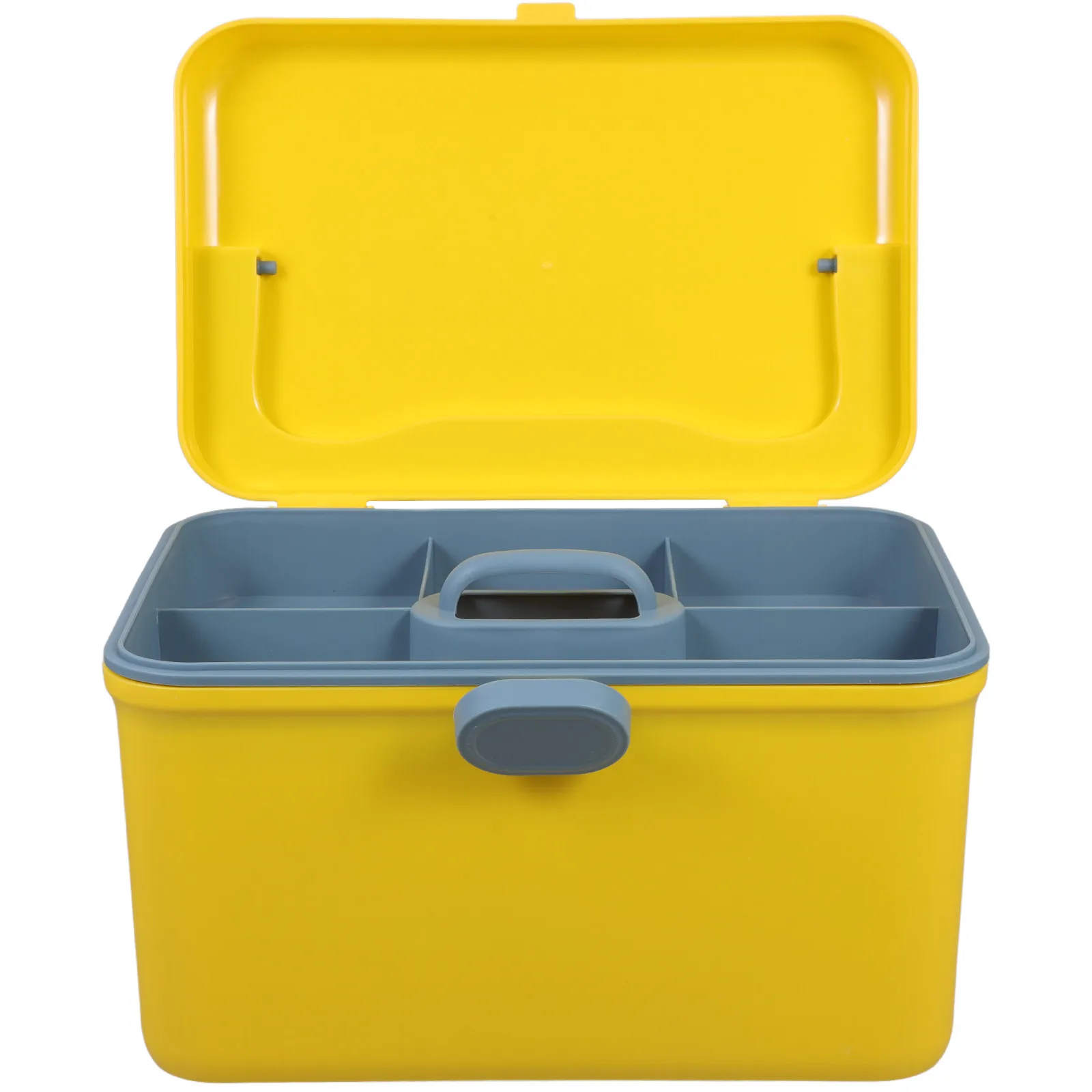 large-capacity-storage-box-bin-yellow-plastic-handle-compact-design-emergency-medicine-organizer-travel-tote-case