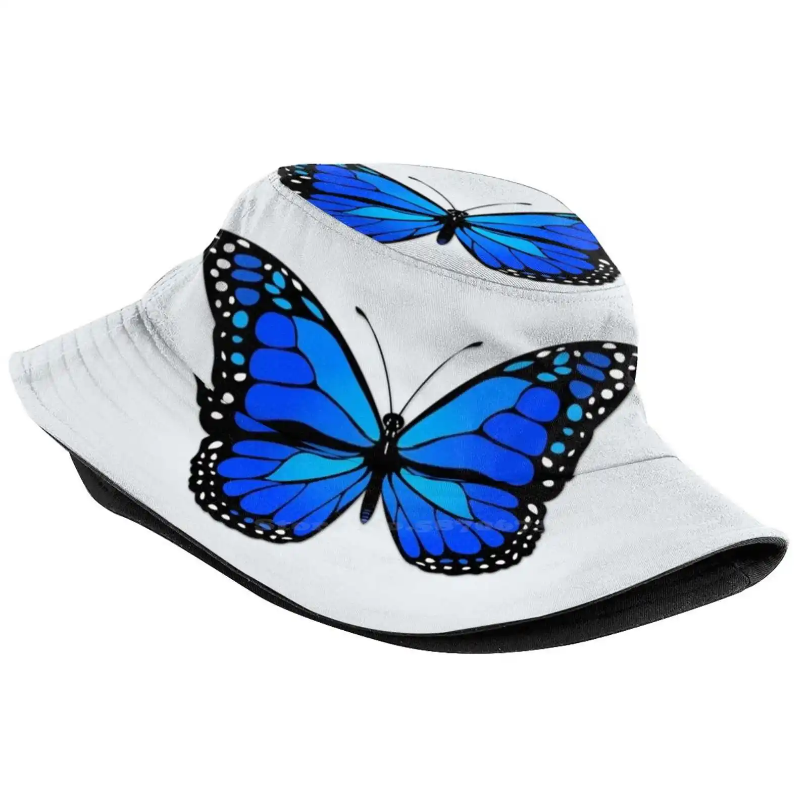 Blue Butterfly Korean Caps Funny Beach Bucket Hats Butterfly Butterflies Creature Animal Critter Bug Insect Invertebrate