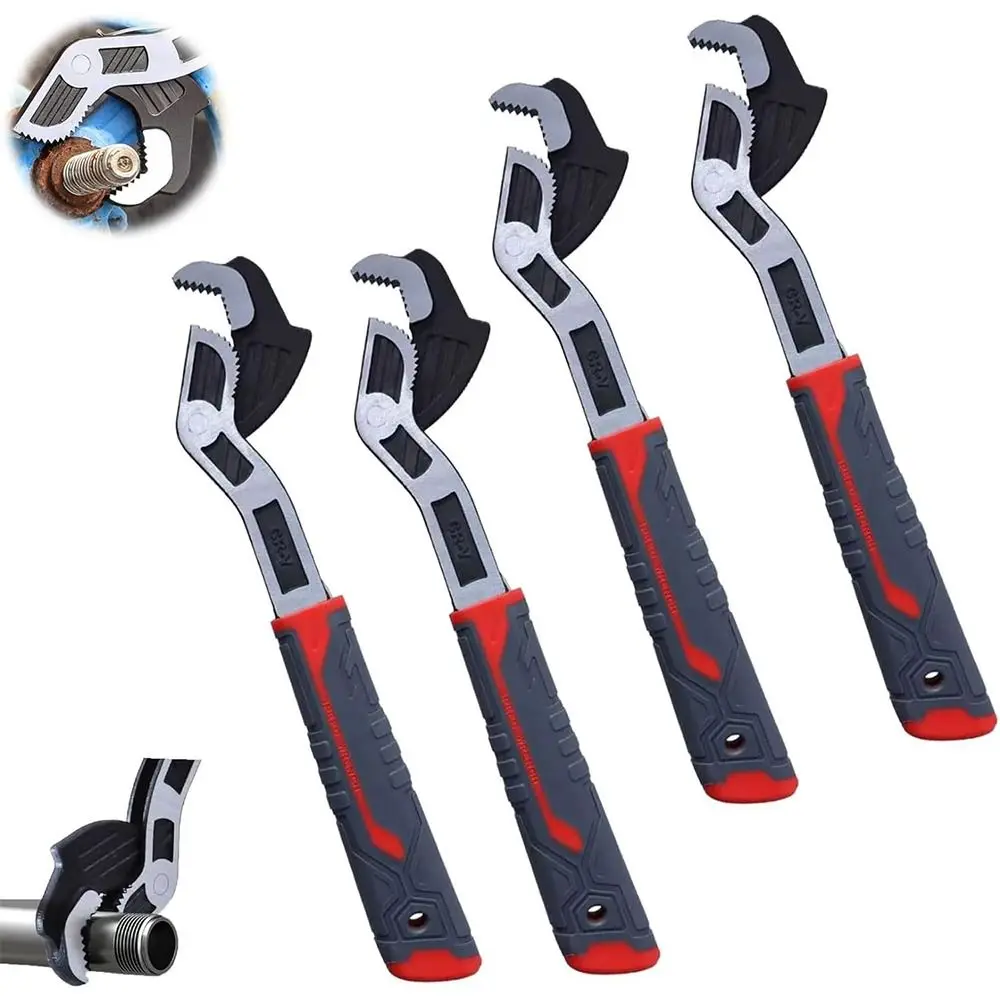 Self-Locking Pipe Wrench Quick Power Grip Chrome Vanadium Alloy Self-Adjusting Spanner Adjustable Plumbers Wrench Universal