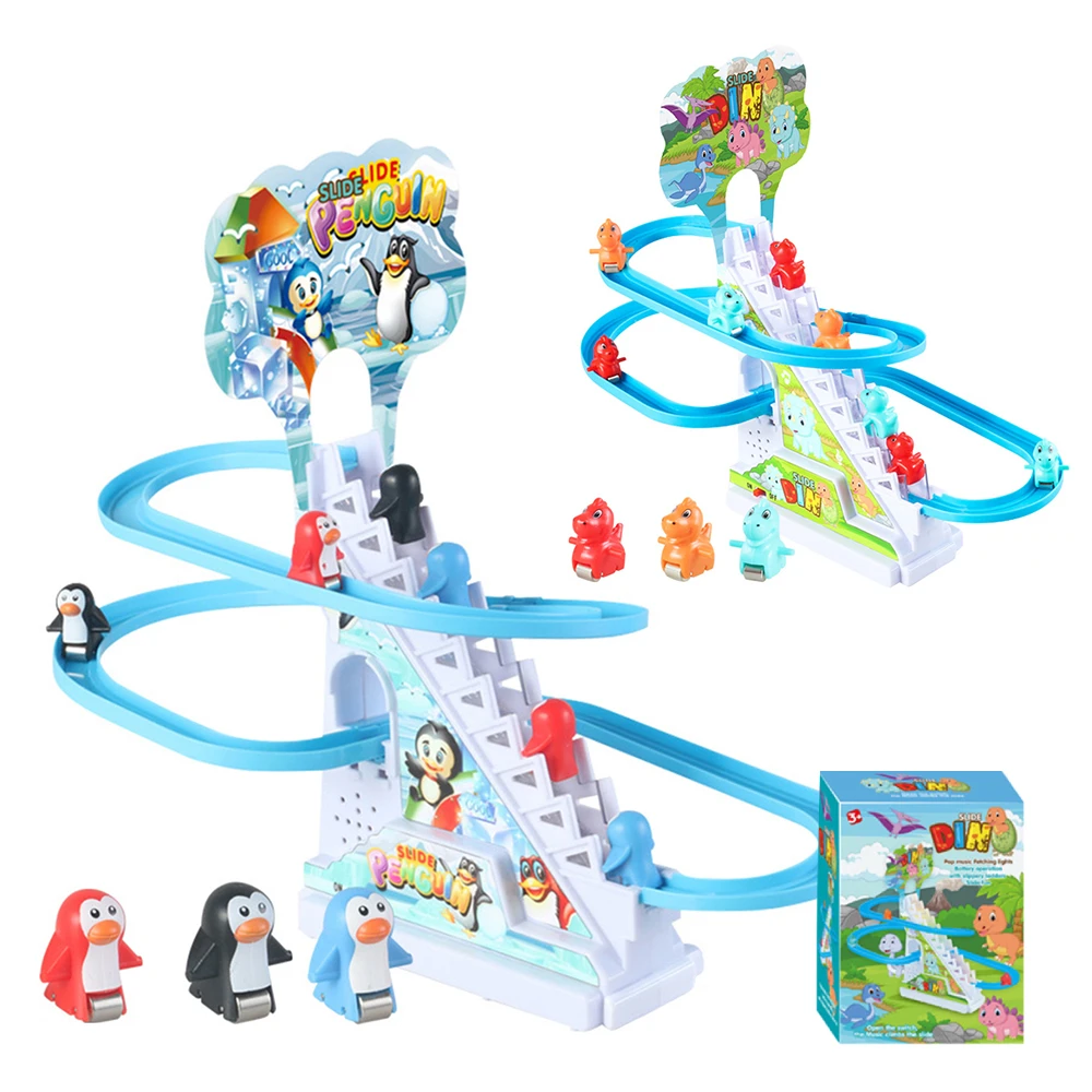 男の子と女の子のためのペンギン登山おもちゃ,組み立てデザイン,電気恐竜階段おもちゃ,幼児教育,運動,実践的なスキル