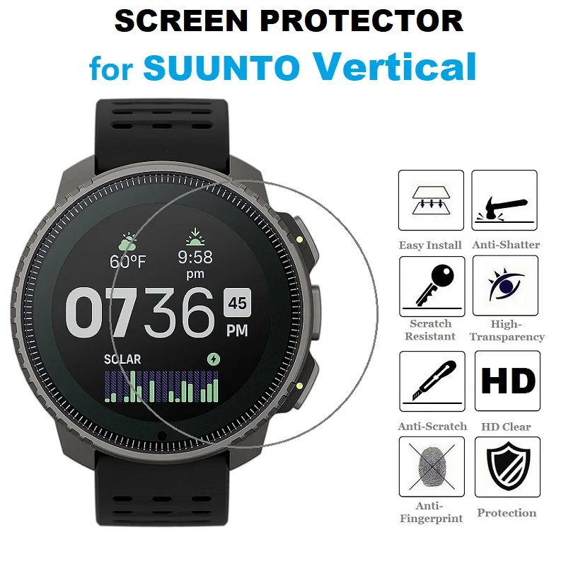 5PCS Screen Protector for Suunto Vertical Round Smart Watch HD Clear Tempered Glass Anti-Scratch Protective Film