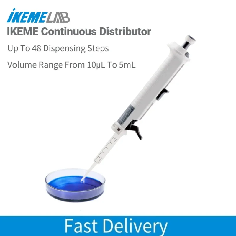 IKEME Lab Pipettor StepMate Continuous Dispensing Pipette Continuous Dispenser Adjustable Manual Dispenser With Tip 5ml Pipette