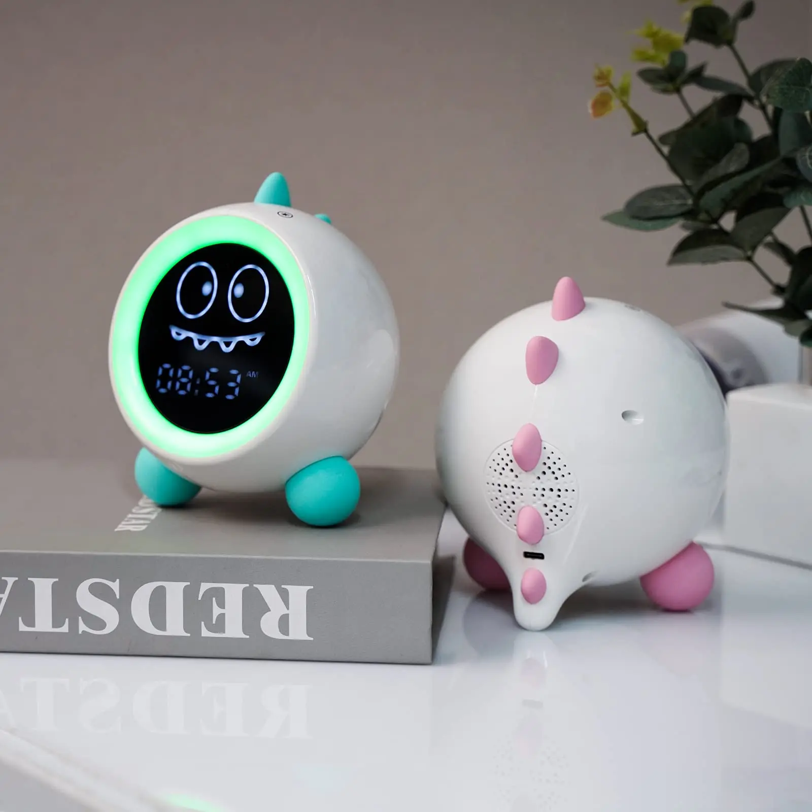 Kids Alarm Clock, Toddler Sleep Training Clock with Night Lights, Sound Machine, Time to Wake Dinosaur Alarm Clock for Children,