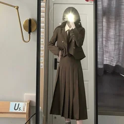 SIMANNIKA 2023 spring autumn French casual suit short jacket + Midi skirt 2-piece suit fashion chic elegant temperament Women