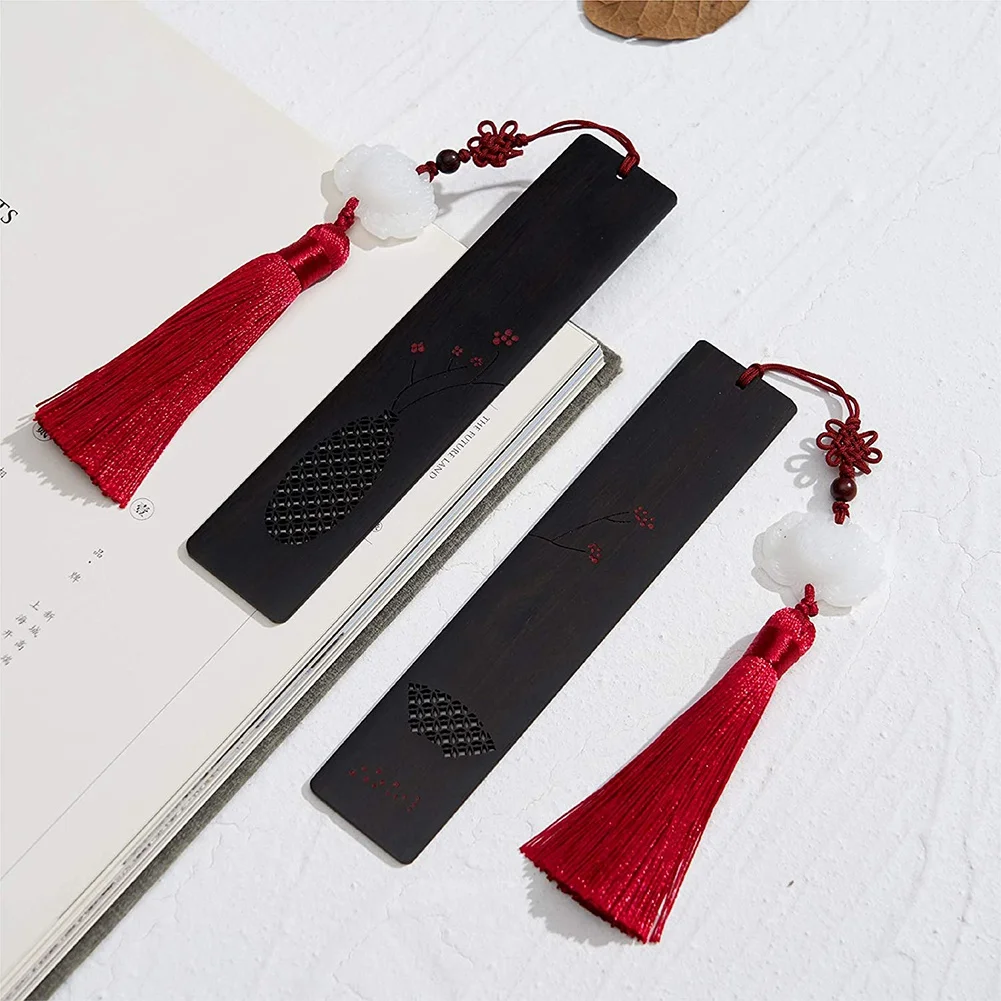 Les signets avec glands sont fabriqués en bois et décorés avec des motifs de haricots rouges, ces signets de couple sont les meilleurs cadeaux A