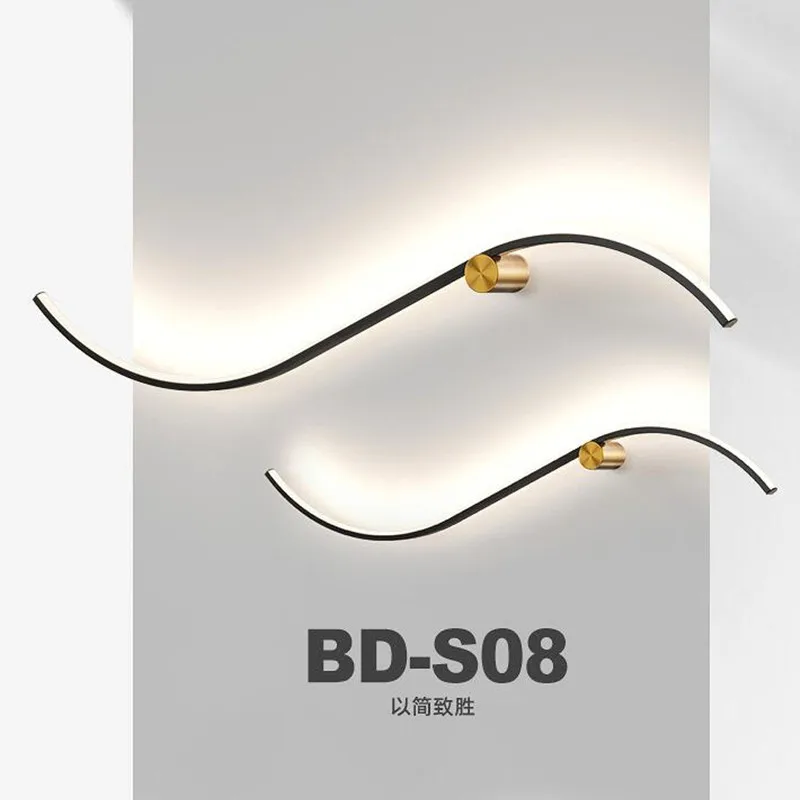 

60/100CM Modern Minimalist Long Strip Wall Lamp LED Creative Bedroom Living Room Background Hallway Aluminum Lighting Sconce