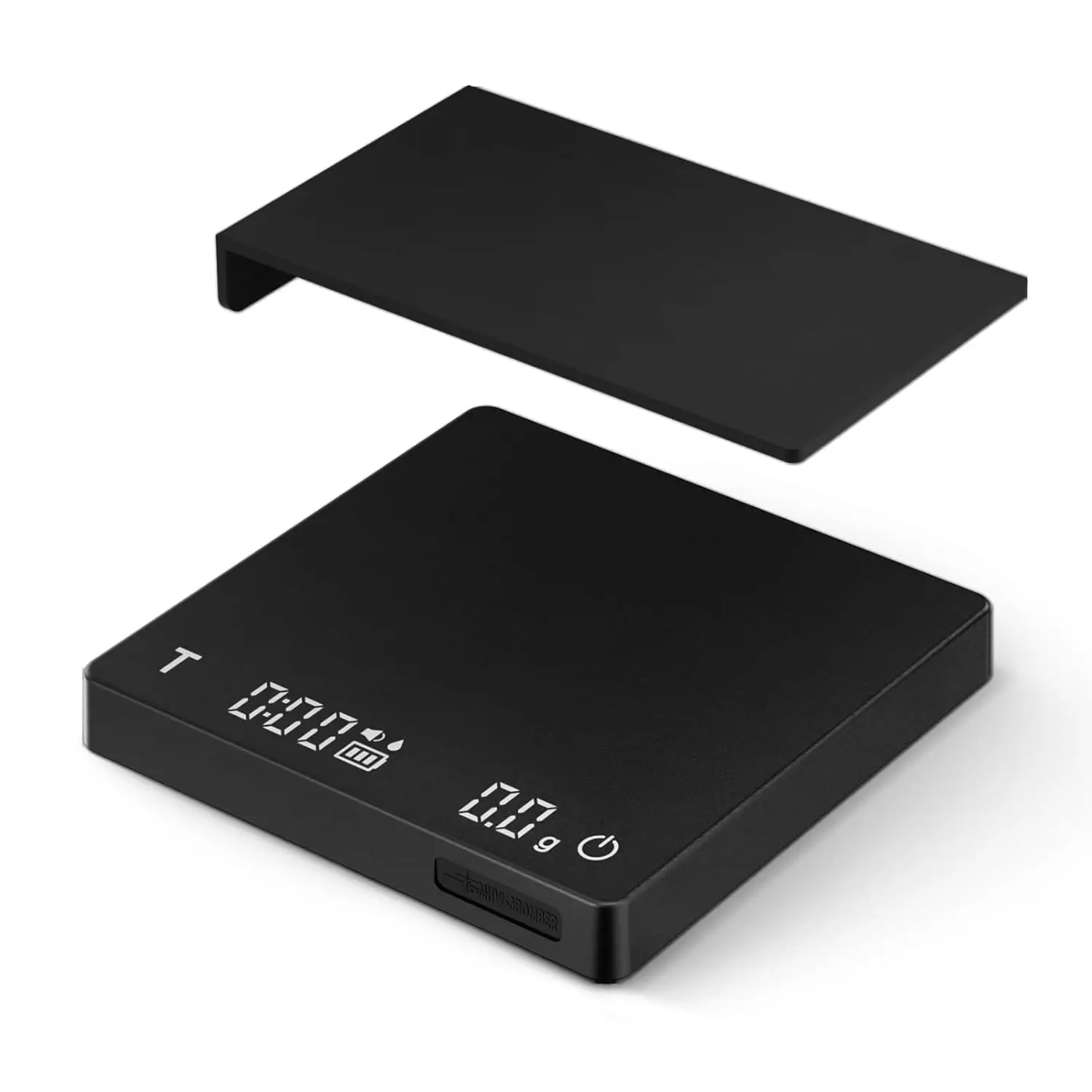 

Mini Rechargeable Coffee Scale with Timer, 2kg/0.1g Precision for Espresso & Pour-Over, Portable Digital Kitchen Scale in Black