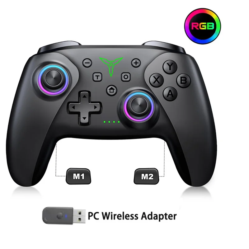 Dinofire Wireless Bluetooth RGB Controller for Nintendo Switch/Switch OLED/Lite Mobile Wired PC Gamepad Multi-Function Joystick
