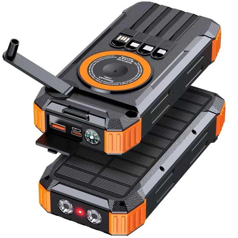 

Hand Crank Solar Power Bank 20000mAh Magnetic Wireless 22.5W Fast Charging Powerbank with Light for iWatch for iPhone 16 Samsung