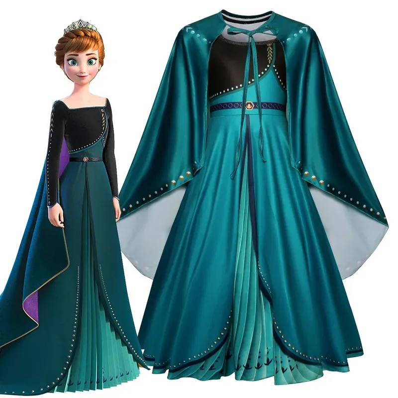 

Frozen 2 Anna Princess Children's Dress Cloak Suit Cosplay Costume Girls Princess Dresses Christmas Performance Dress Up
