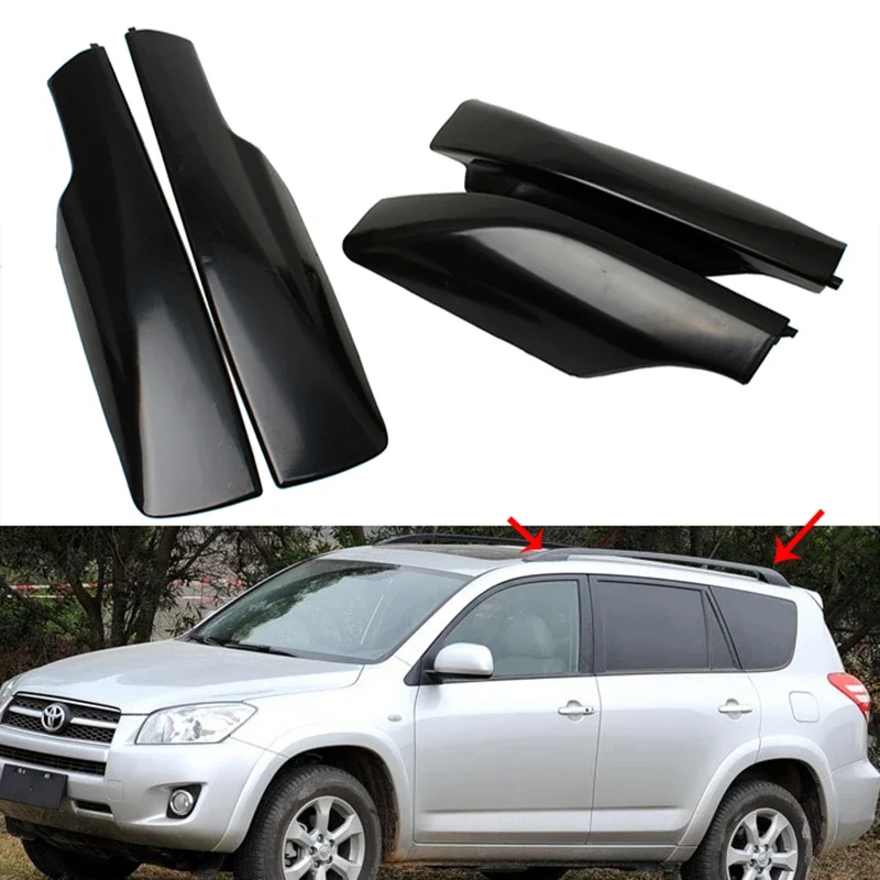 Roof Rack Rails End Cap Protection Cover Shell For Toyota RAV4 2006 2007 2008 2009 2010 2011 2012 Car Accessories Black 4PCS