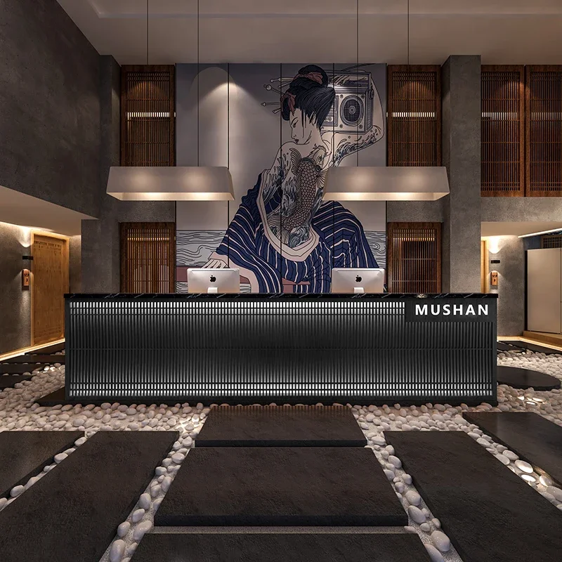 Mesas de recepción modernas, mostrador de tienda, centro del cliente, mesa de pasillo, Atril, tienda de ropa, oficina, muebles de estilo chino Masa