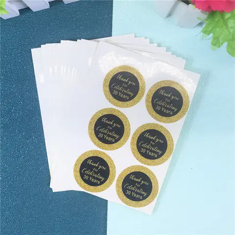60Pcs 4cm Round 18 30 40 50 60 Year Old Paper Stickers Adult Birthday Party Decor 30th 40th 50th Birthday Gift Bag Label Sticker