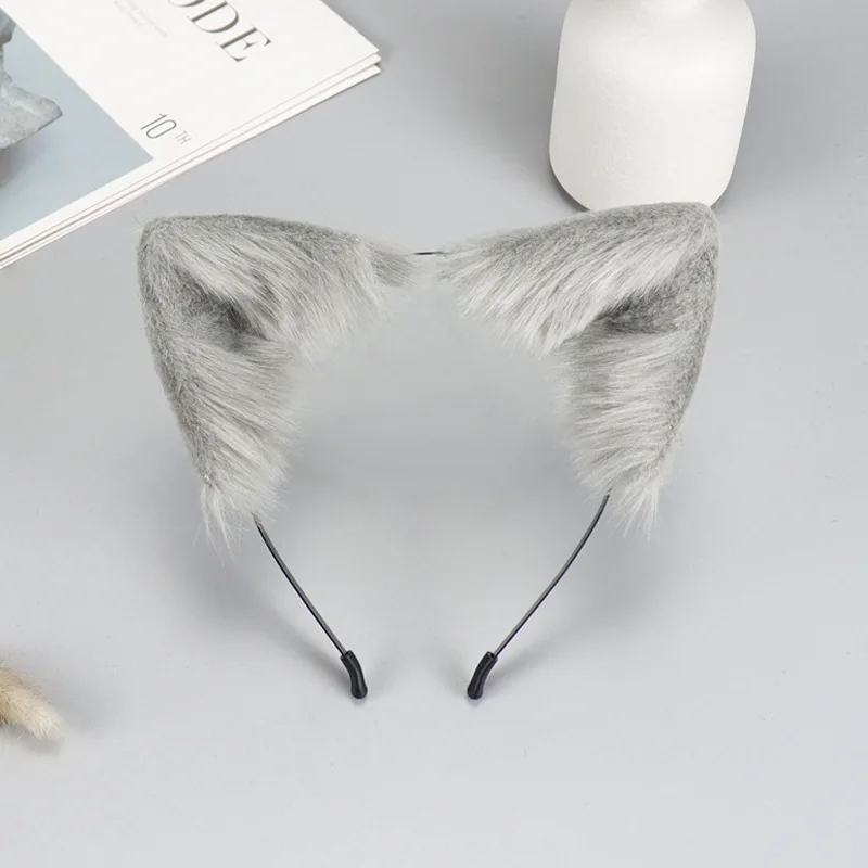 Cat Ear Headband Handmade Simulation Fox Ear Headband Cosplay Plush Animal Ear Headband