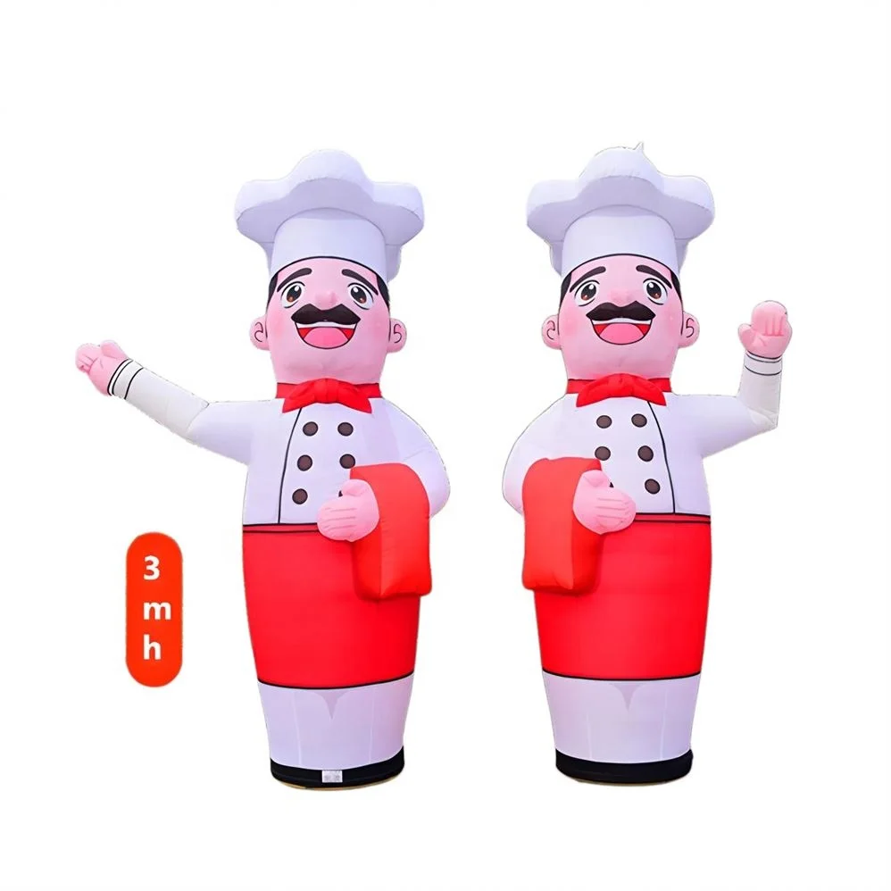 Adorable 3.3 Meters Inflatable Chef Air Dancer Full Set - Complete Restaurant Decoration & Advertising Balloon Kit
