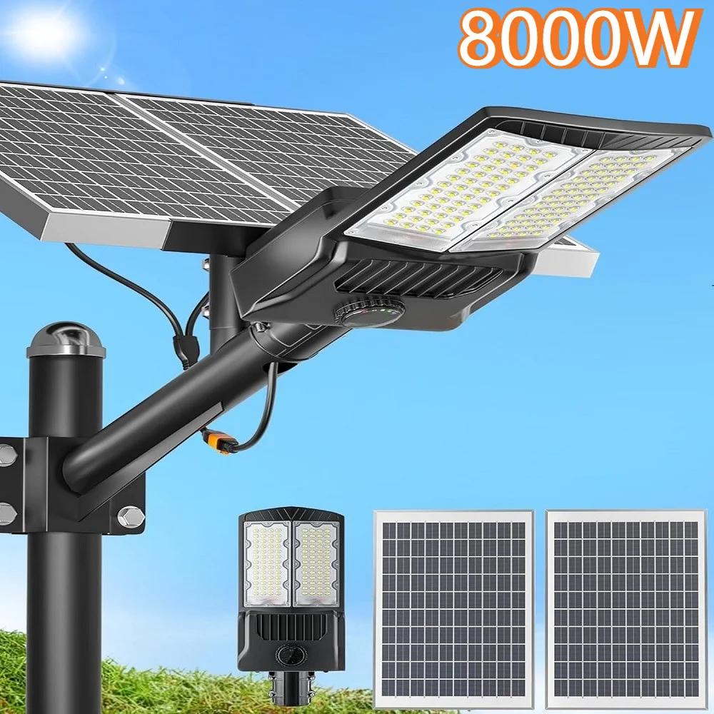 

Алюминиевые солнечные уличные фонари для улицы, 50000 лм, солнечные прожекторы для безопасности от сумерения до рассвета с датчиком движения для улицы, парка, бора