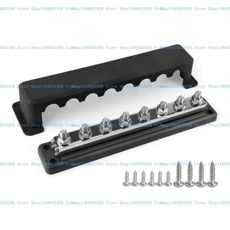 

652F 3/8inch 8 Post 600A Bus Bar Battery Terminals Power Distribution Marine Automotive Boat Solar Wiring Bus Bar