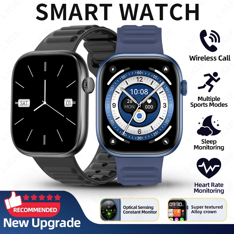 

Новые умные часы LIGE 1,83 дюйма для мужчин и женщин, для занятий спортом на открытом воздухе, фитнеса, с измерением частоты сердечных сокращений, водонепроницаемые, с Bluetooth-вызовами, для Android и iOS.