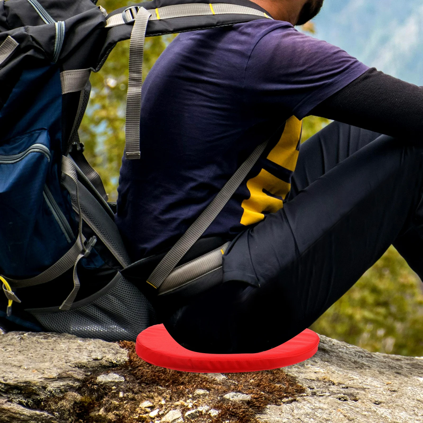 

Round Outdoor Seat Cushion Portable Chair Pad High Density Memory Foam Camping Picnic Removable Zipper Cover Breathable Carry