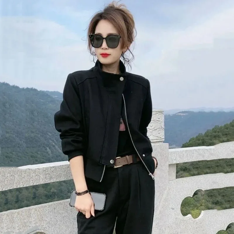 

Sense Design Baseball Uniform Jacket Women's 2025 Spring Autumn New Short Casual Joker Outerwear Explosions Overcoat Female Tops