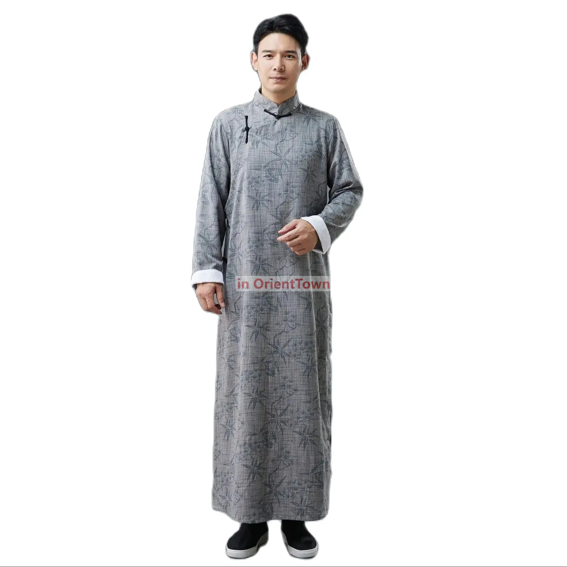 Crosstalk Stage Wear Oriental ancient Costume male long robe Chinese Men Clothing Vintage Pattern  National Outfit