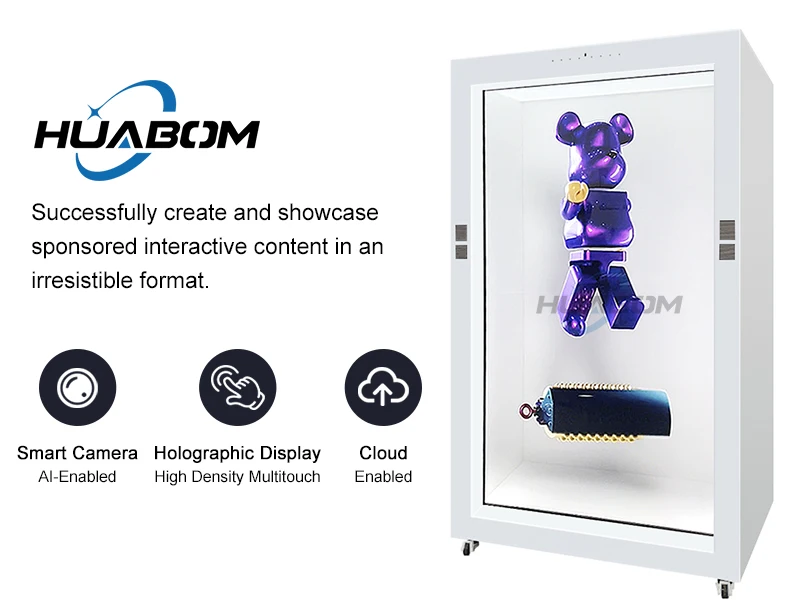 49/55/65/86/98 Inch Transparent LCD Digital Poster Human Size Interactive 3D Holographic Holobox for Retail Store Shopping Mall
