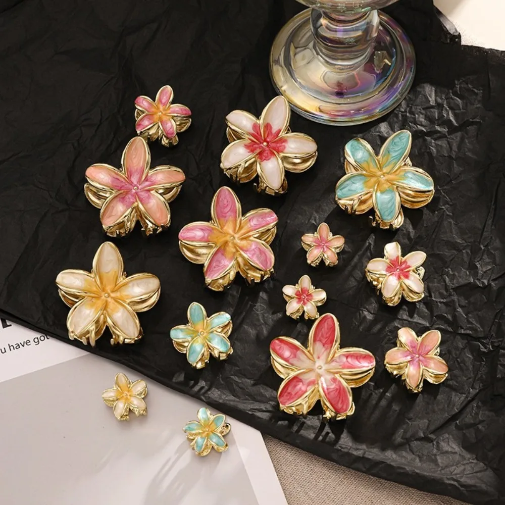 

1/3Pcs Cute Alloy Hawaiian Flower Clips Oil Dropping Hair Accessories Lily Flower Hair Claws Shark Clip Beach Vocation