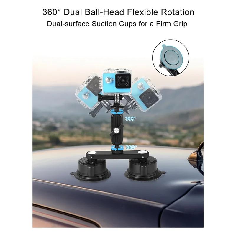 

【Горячие товары】Автомобильное крепление для Gopro, дизайн присоски для камеры, вращающееся на 360 градусов двойное крепление на присоске на окно автомобиля, лобовое стекло