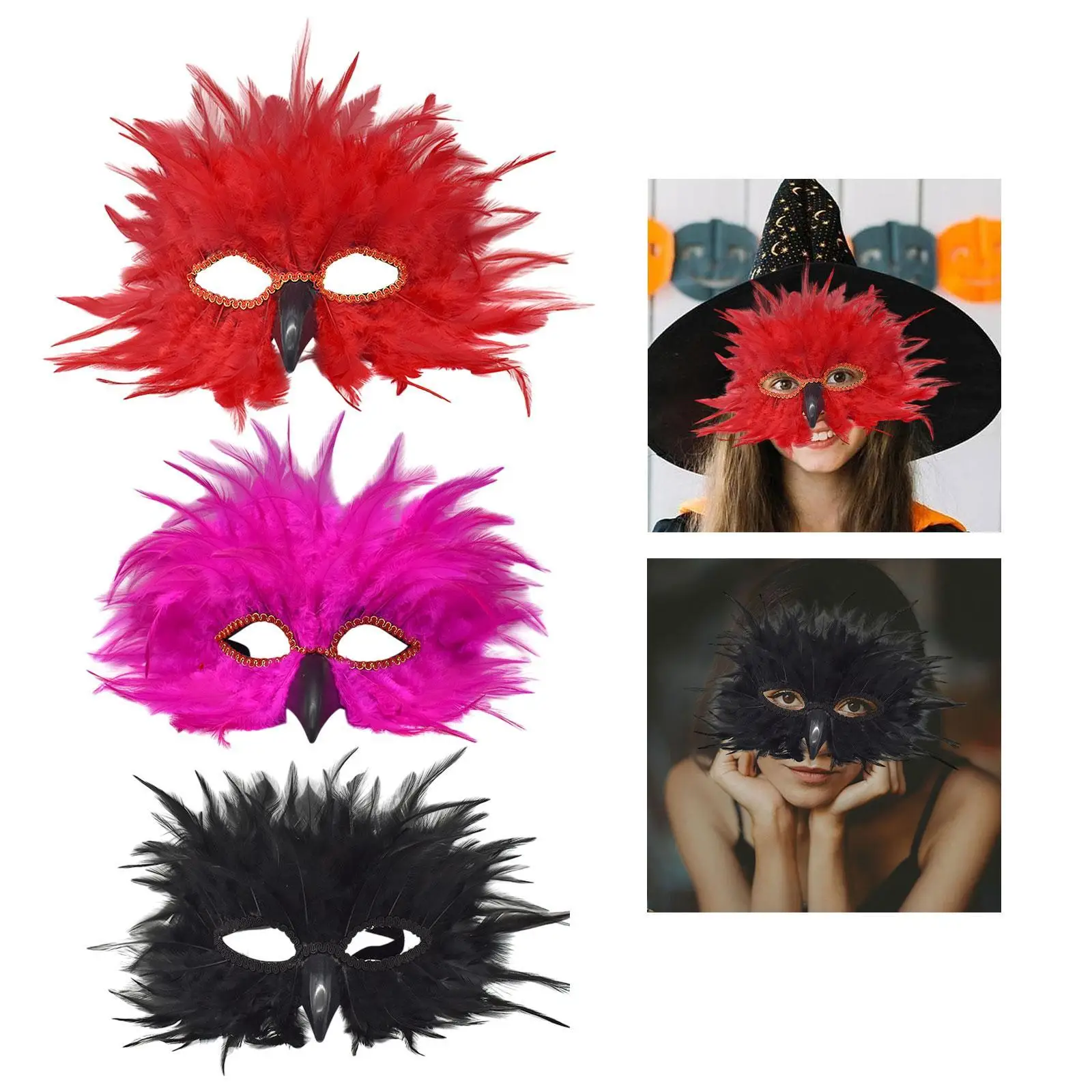 1PC Women's Feather Half Face Mask Suitable For Role-playing, Halloween, Medieval Party Easter Furniture and Ornaments