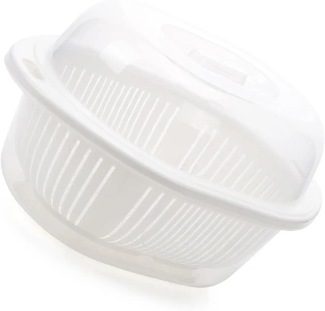 JUOPZKENN Ситечко для фруктов, дуршлаг, набор чаш, двухслойная сливная корзина с прозрачной крышкой, корзина для мытья овощей и фруктов O