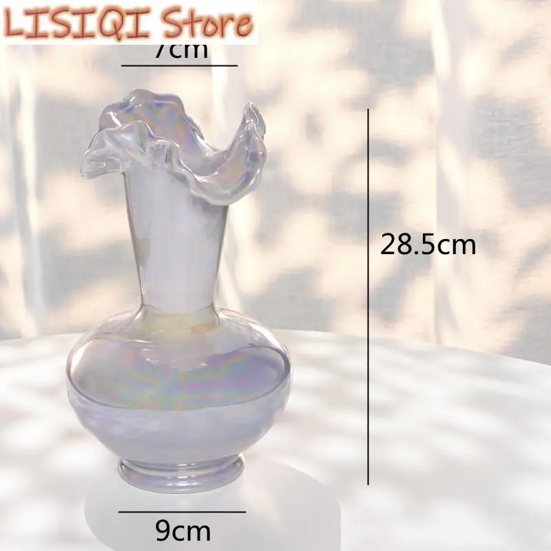 

New Creative ceramic vase Shell gloss White flower Abstract Irregular Flower Arrangement Hydroponics ornaments Home Decoration