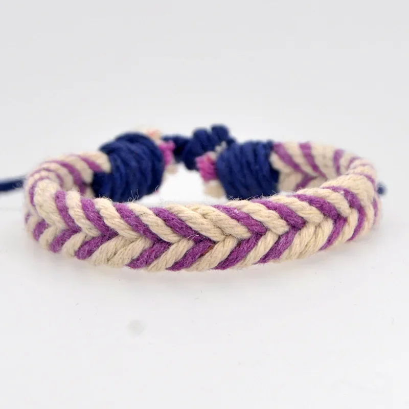 

10pcs Rose Red and Ginger Color Woven Handmade Cotton Rope Bracelet Retro Handmade Ethnic Folk Hippie Friendship Bracelets