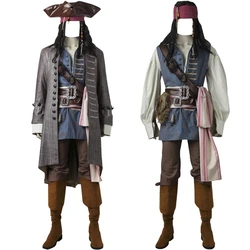 Movie Dead Men Tell No Tales Cosplay Costume Captain Jack Sparrow Uniform Halloween Party Outfit Props With Boots