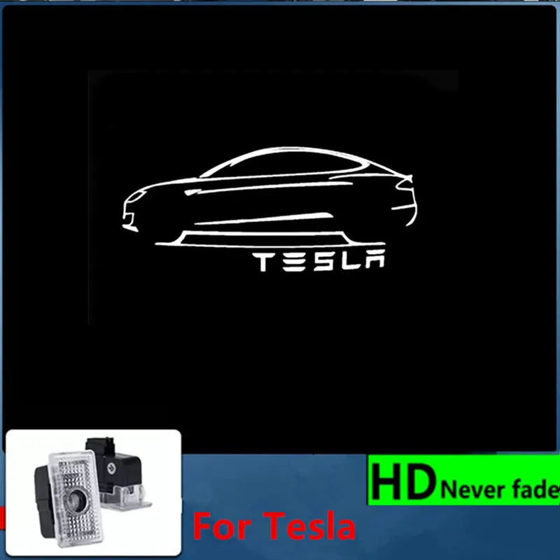 

2PCS For Tesla car welcome light Model 3 S Y X model door pattern illumination floor projection light 3D HD laser ghost light