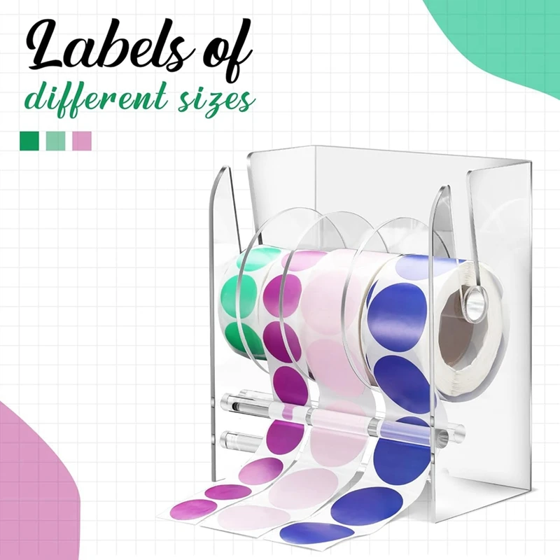 Регулируемый диспенсер для этикеток BAADE, акриловый диспенсер для рулонов наклеек, держатель для рулонов наклеек, прозрачные держатели для этикеток, держатель для наклеек, 4 диска