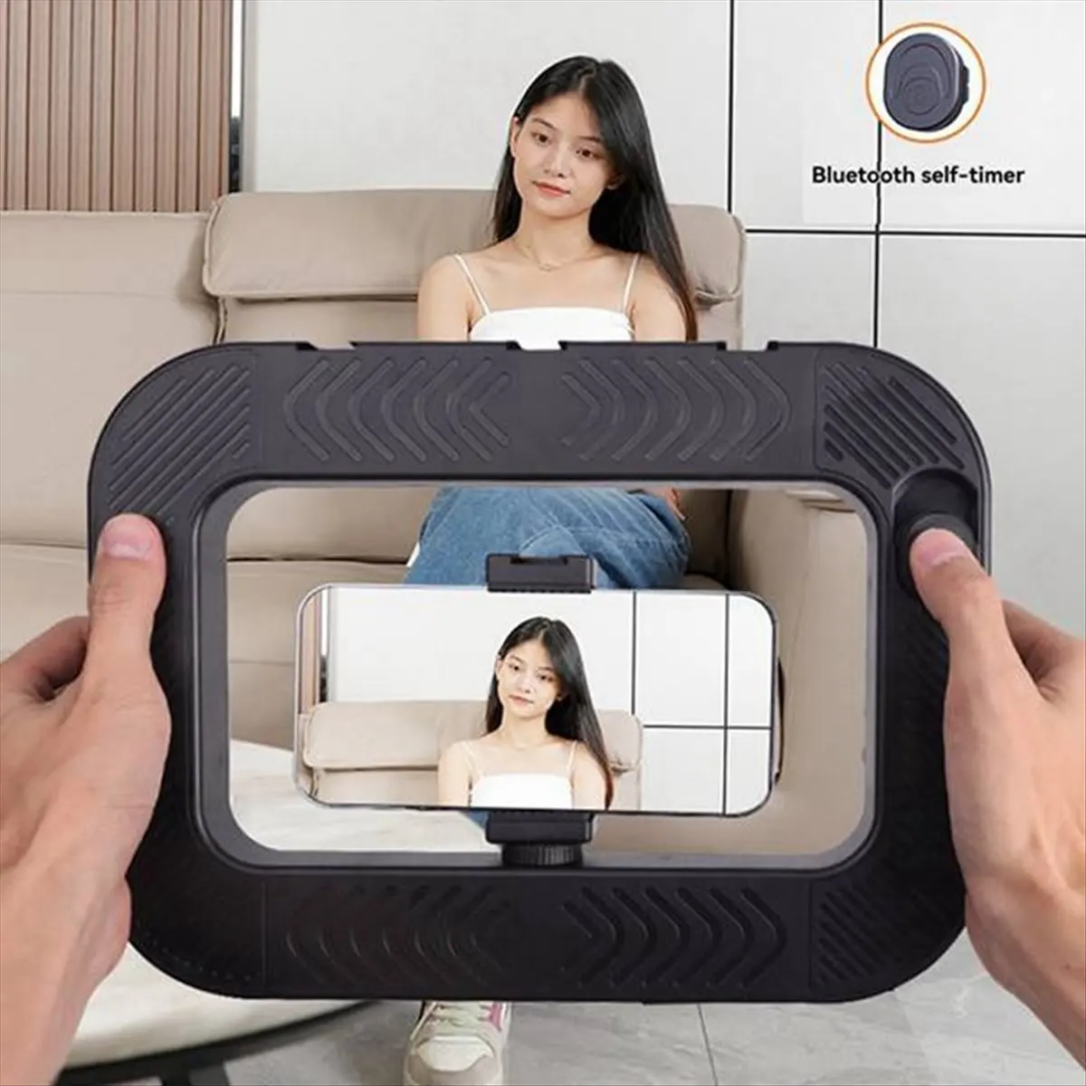 popop Three-Color Dimming Ring Fill Light with Desktop Tripod Rabbit Cage Selfie Light Bluetooth Selfie Reverse Charging