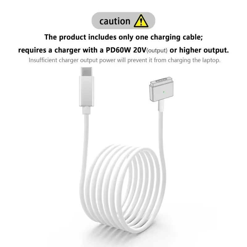 Kabel USB-C do ładowarki Mag-Safe 2 - zamiennik do MacBook Air/Pro - pleciony kabel do szybkiego ładowania (45W, 60W, 85W) — zdjęcie produktu 2