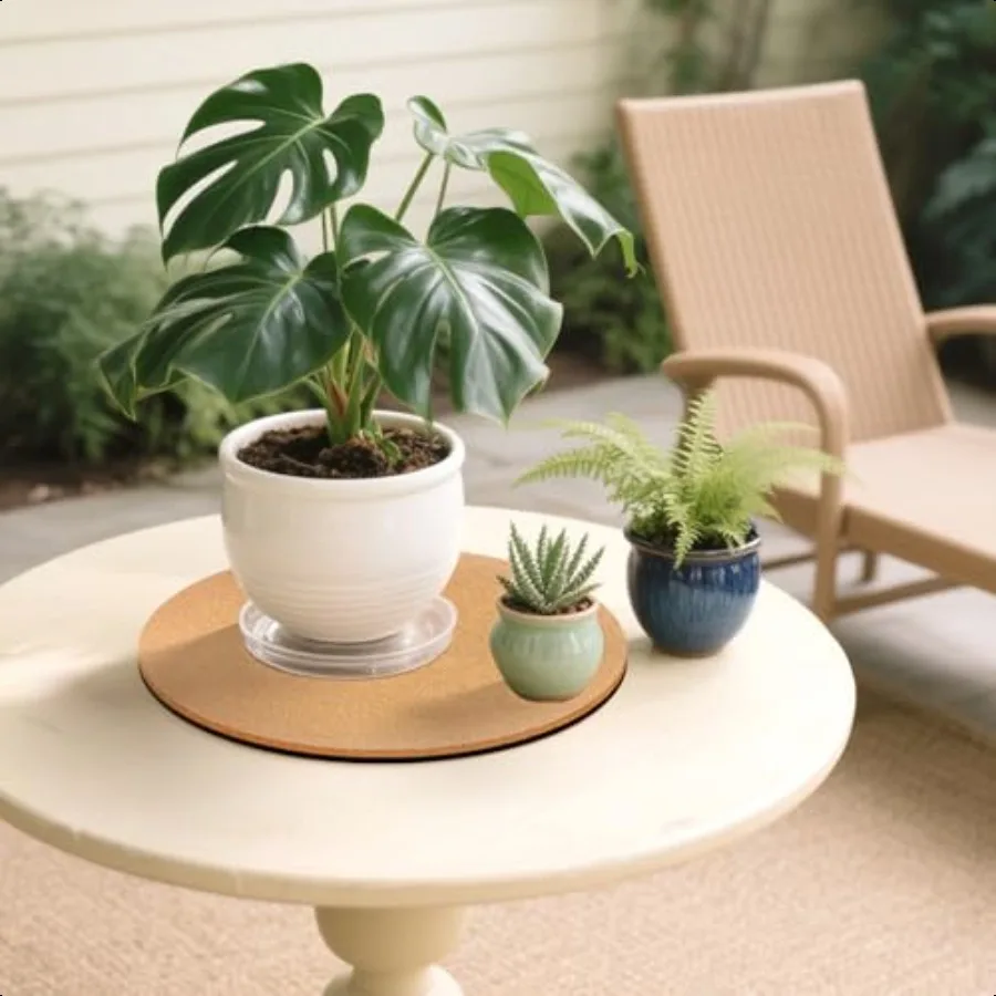 14 Inch Large Cork Plant Coasters 2 Pieces Cork Plant Mats Cork Coaster for Planters Large Plant Coasters for House Plants Indo