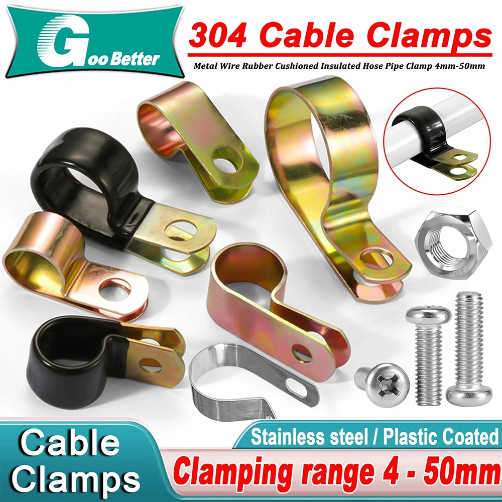 

10pcs Q686 Galvanized Non-Plastic Coated Single Tube Hose Clamp, R Type Oil Hose Throat Clamp Single Tube Hose Wire Clamp