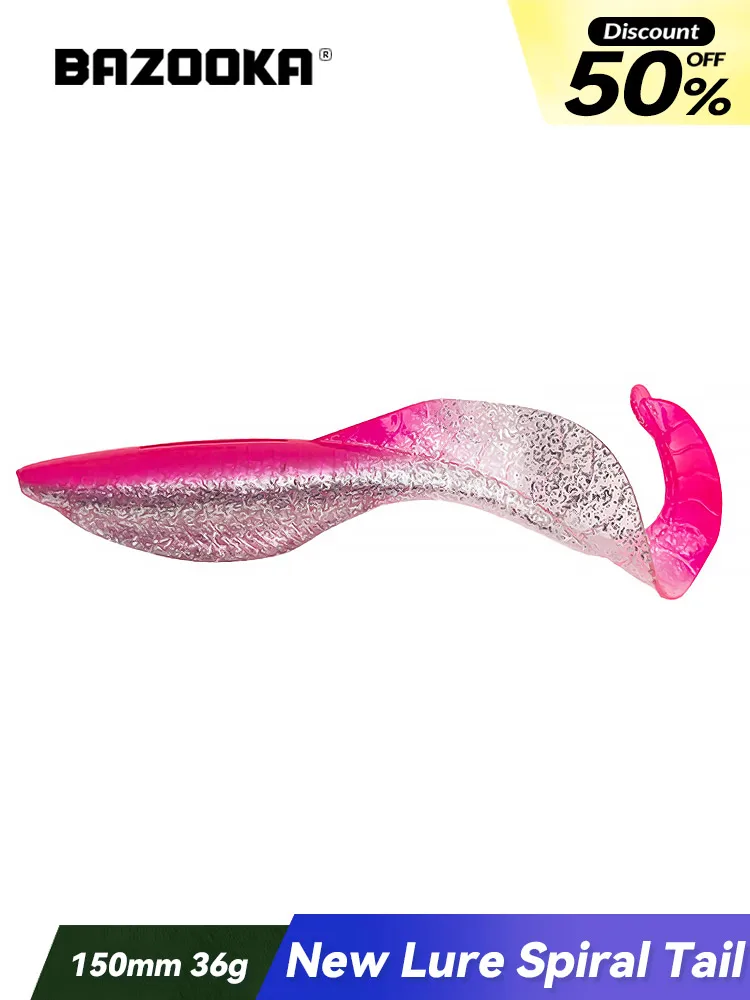 150mm / 36g Bazooka Angelköder Swimbait Karpfen Bass Großer Rolltail-Köder Sinkende Köder PVC Soft Shad Wobbler JIG Wurm Hecht