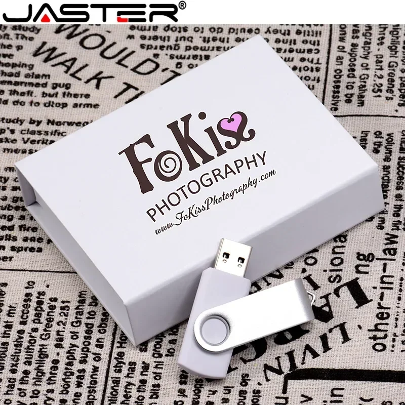 JASTER USB Flash Drive Free Custom LOGO Black White Swivel OTG With Box USB 2.0 8GB 16GB 32GB 64GB Memory Stick Prezent biznesowy