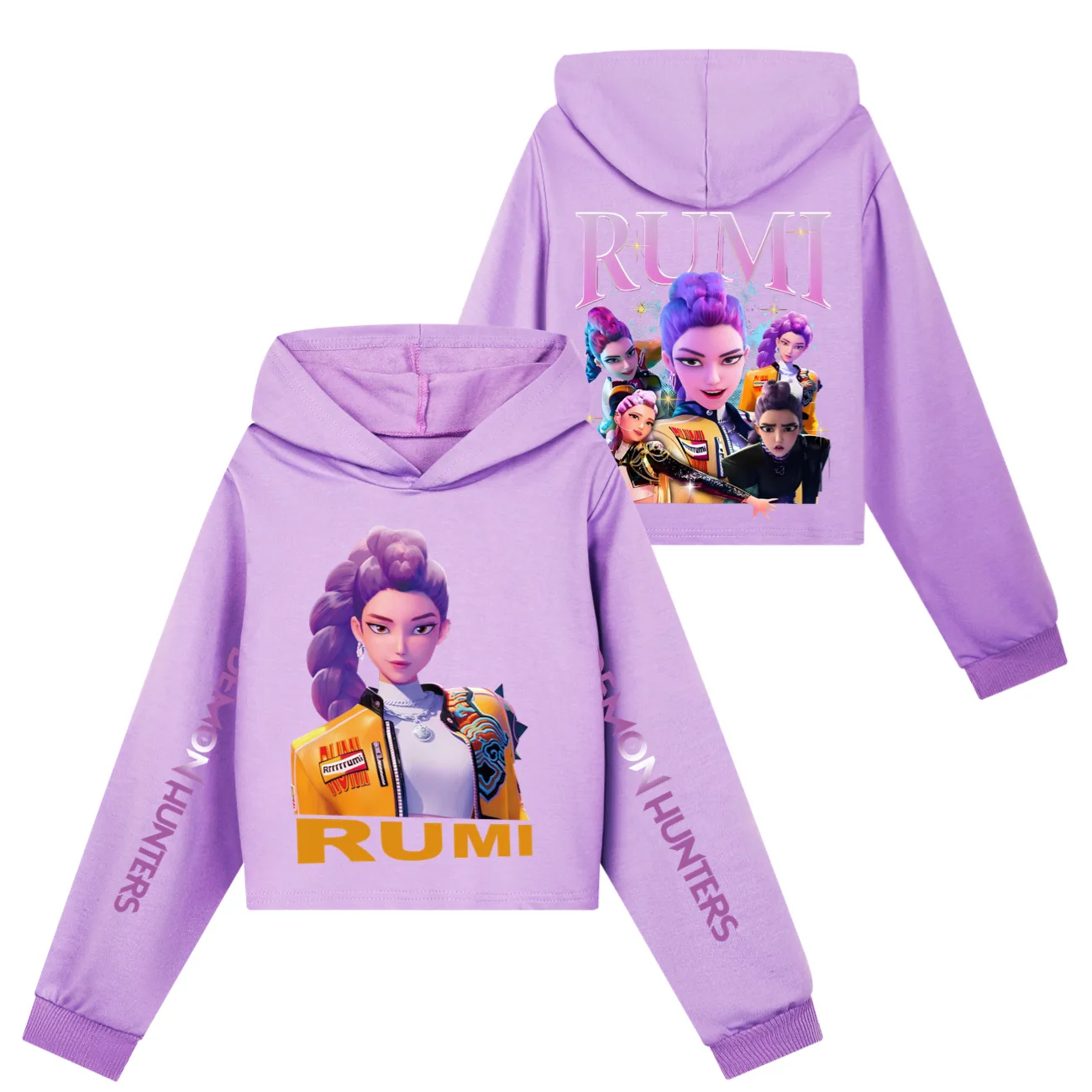 

KPop Demon Hunters футболка с длинными рукавами для девочек с капюшоном детская одежда пальто уличные повседневные куртки пуловер верхняя одежда из фильма аниме