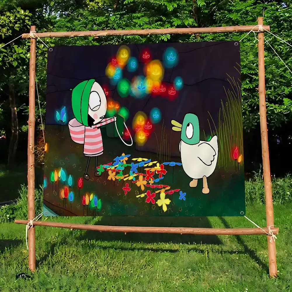 Cartoon S-Sarah And Duck Banner Art Printing Japanese Wall Flag Anime Wall Hanging Home Decor