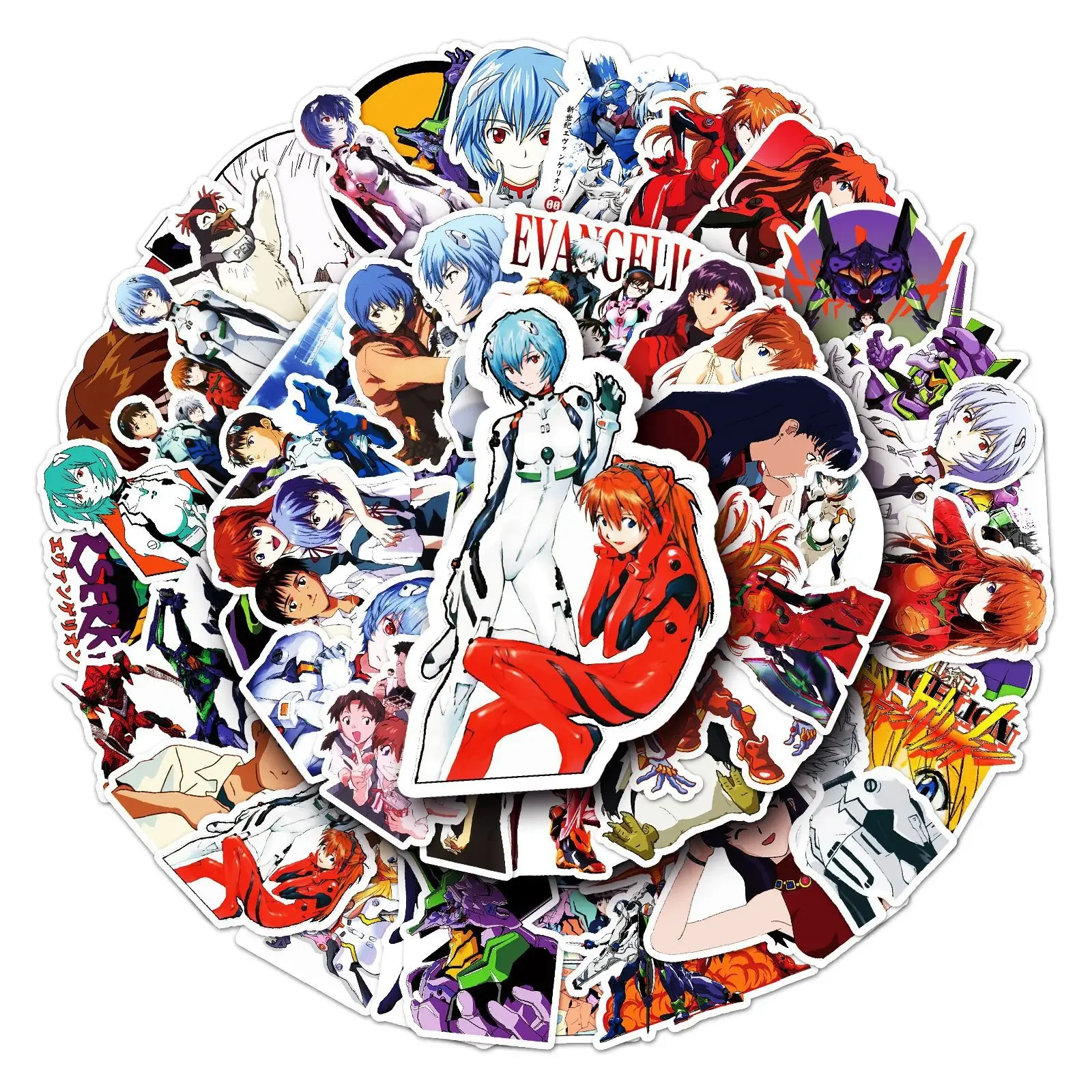 50pcs Cartoon Anime Evangelion Graffiti Suitcase Scooter Computer Tablet Cartoon Decorative Sticker