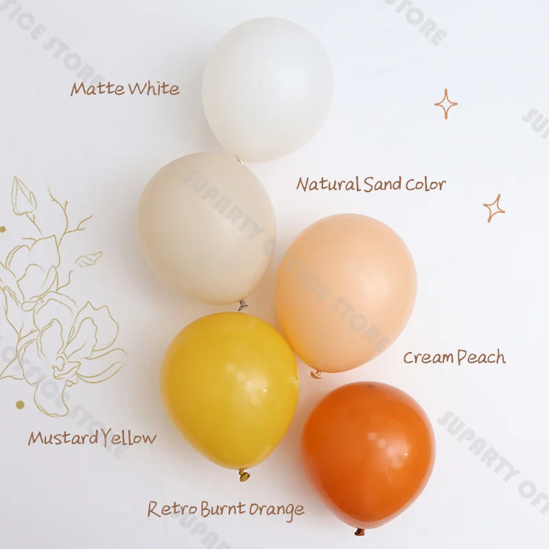 5/10/12/18inch Custom Retro Balloons Mustard Yellow Orange White Balloon Garland Arch Baby Shower Wedding Birthday Party Decor